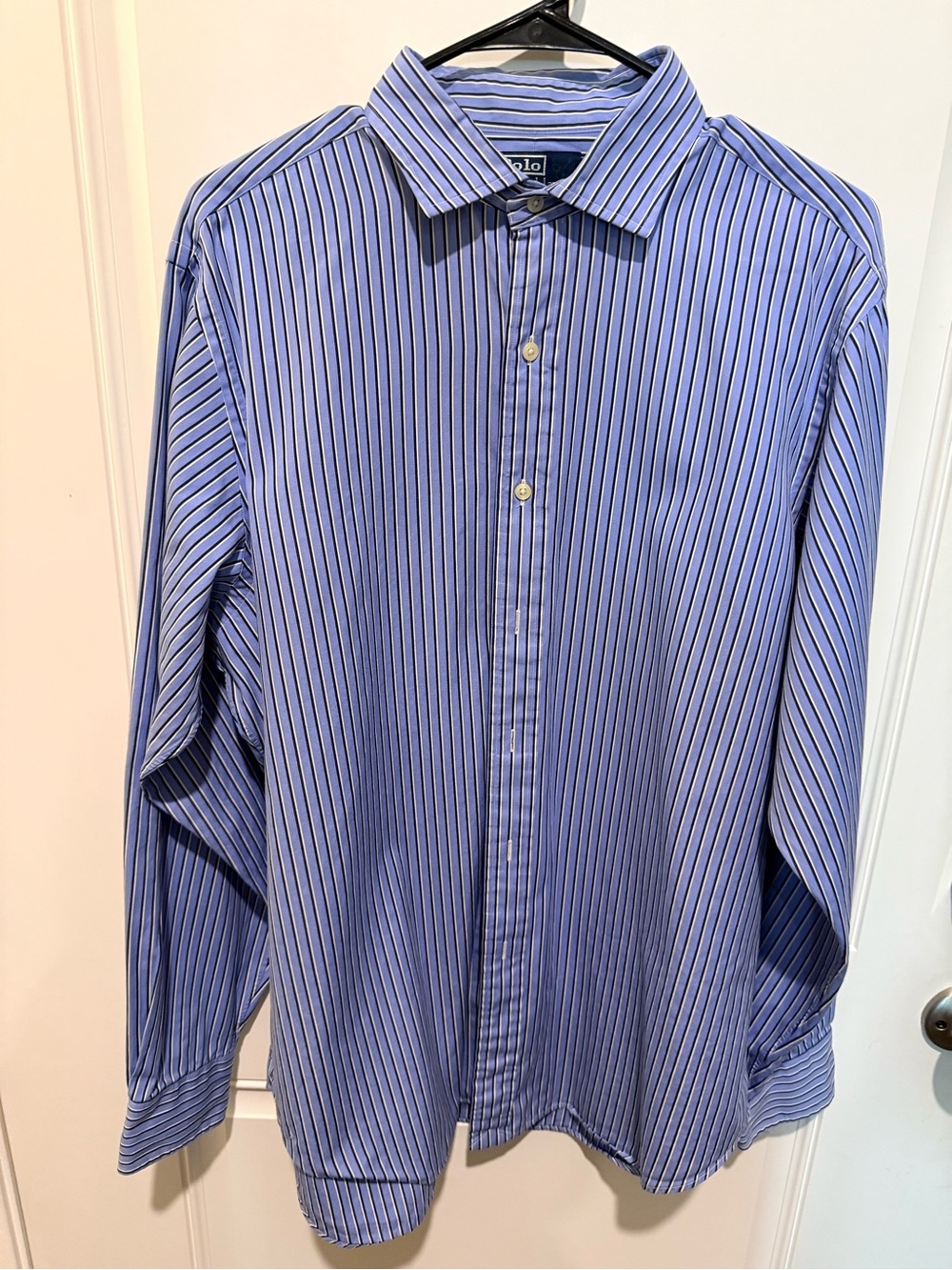 Polo by Ralph Lauren Light Blue & Navy Vertical Stripe Dress Shirt - Picture 1 of 3